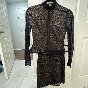 Wilfred Black Lace Top & Skirt Set